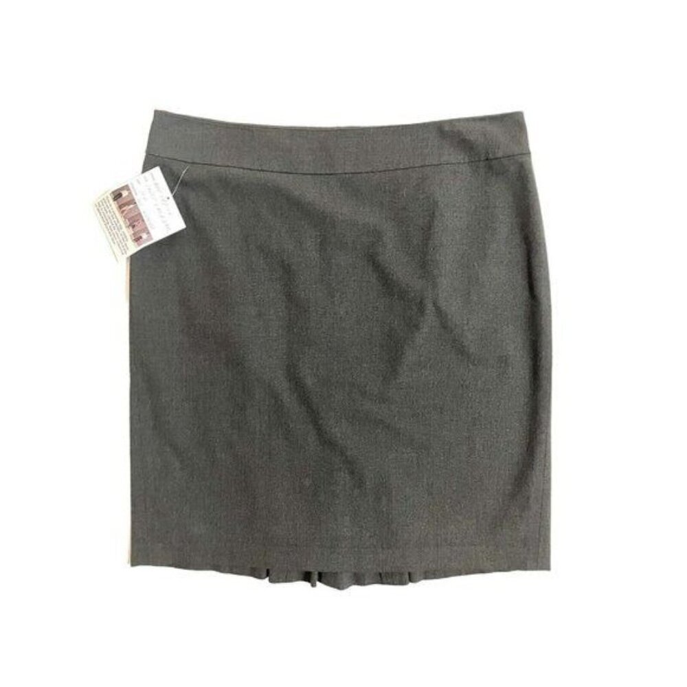 ANN TAYLOR Pencil Skirt Dark Grey Stretch Flounce Back Wear To Work 12 Petite - Picture 2 of 7